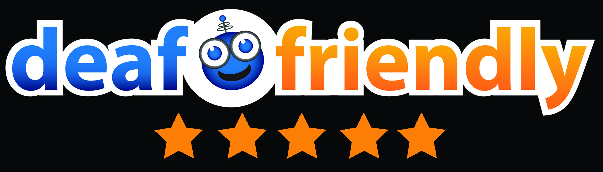deaffriendly logo with five orange stars below